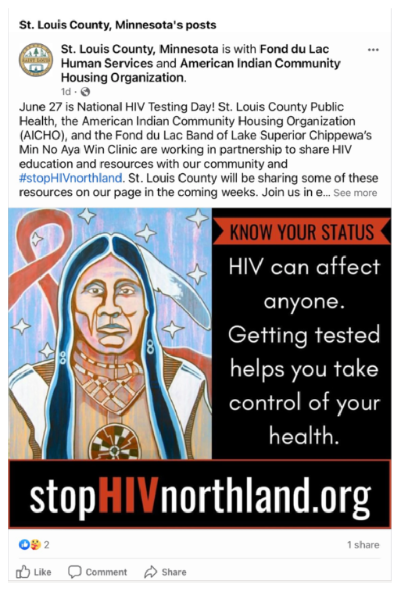 A screenshot of an Instagram post to promote the stophivnorthland.org